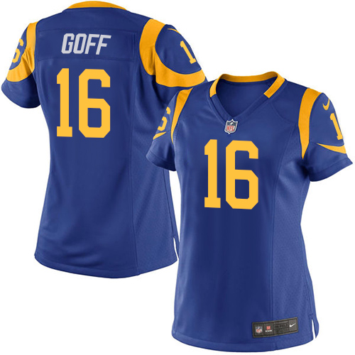 Women's Elite Jared Goff Nike Jersey Royal Blue Alternate - #16 NFL Los Angeles Rams